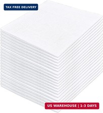 DHOOZ 20 Pcs Cotton Handkerchiefs, White Men's Handkerchiefs  Pocket Squares, L