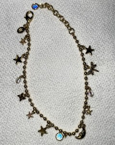 Kirks Folly Gold Tone Celestial Charm Anklet Moon Stars 11” Aurora Fairy Whimsy