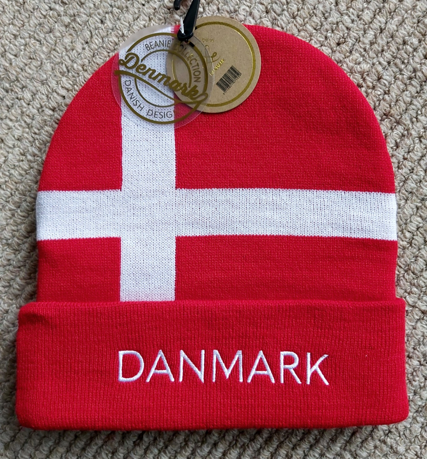 DANMARK Red Logo Cuff Beanie Hat UNISEX ADULT SUPER COMFY football Denmark
