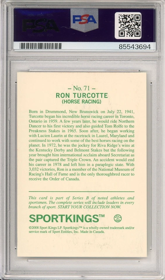 2008 SportKings Рон Turcotte подписанная карта секретариат PSA DNA сертификат подлинности автограф - Изображение 2 из 2