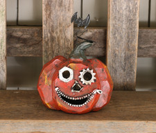 Halloween Light Up Jack o'Lantern Pumpkin Figurine Spooky Decor 5 inch