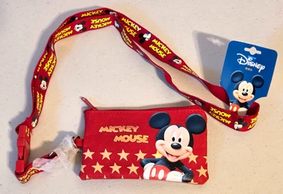Disney Red Mickey Mouse Coin Purse I.D. Holder Lanyard NWT - Image 1 of 4