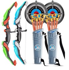 Kids Bow and Arrow Set, Light-Up Archery Toys, 10 Arrows, Target & Quiver UK