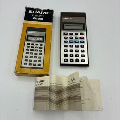 Vintage Sharp Elsi Mate EL-503 Scientific Calculator w/ Box & Manual Tested