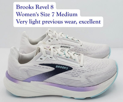 Brooks Womens (Size 7 Medium B) Revel 8 Sneakers Coconut Purple
