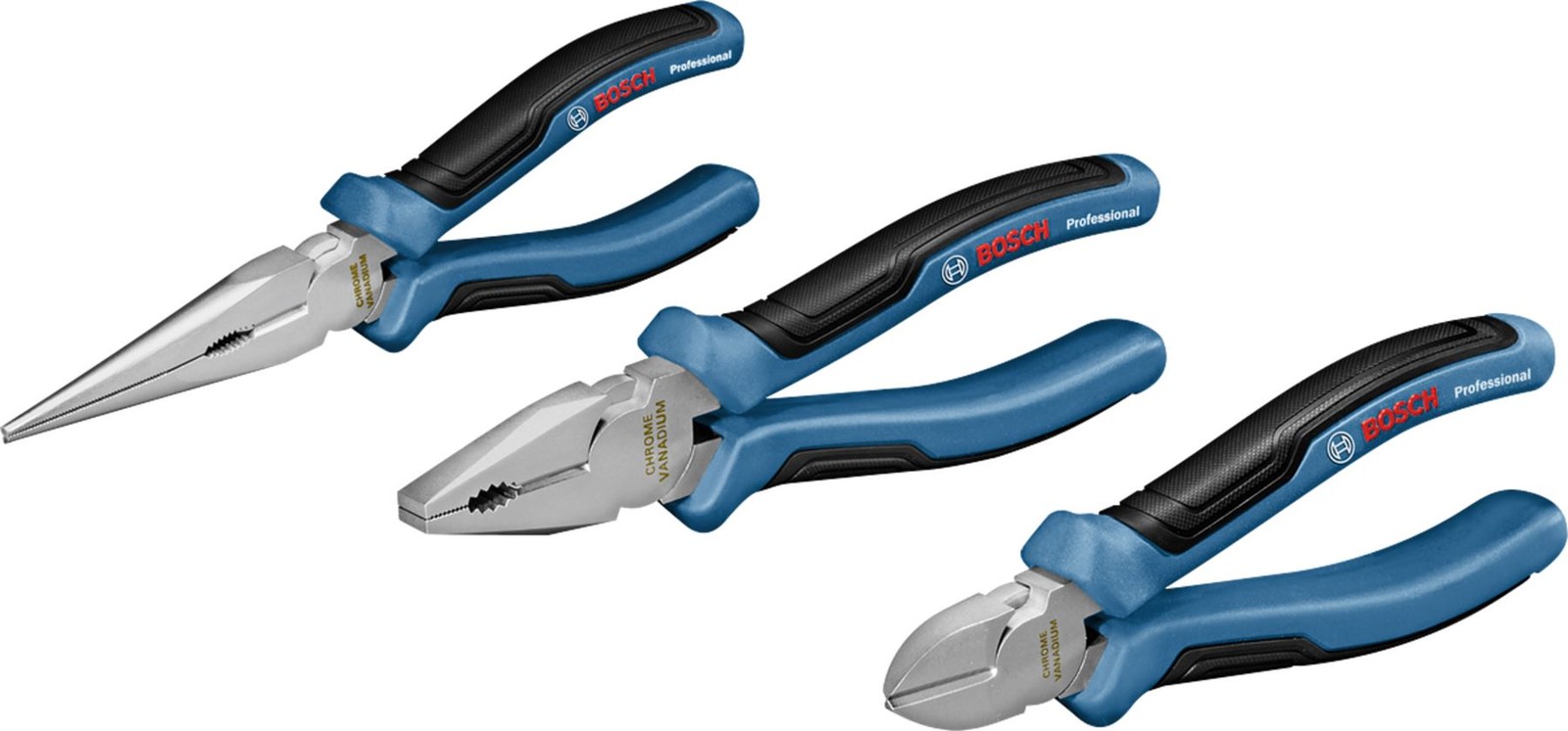 Bosch Plier Set (Long Nose, Combination, Diagonal Cutter) 1600A016BG