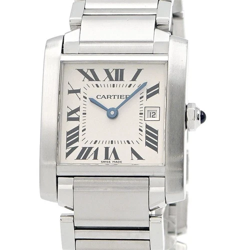 USED CARTIER Tank Française Watch Mm W51011Q3 Silver Watch #6202