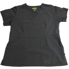 Ave by Medline Scrub Top Womens M Charcoal Gray Stretch V Neck Medical Nurse