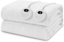 Easthome Heated Mattress Pad Queen Size Dual Control Auto Shut Off White