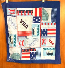 Americana Bandana Scarf Head Wear USA Flag Patriotic Hearts Home 21” x 23”