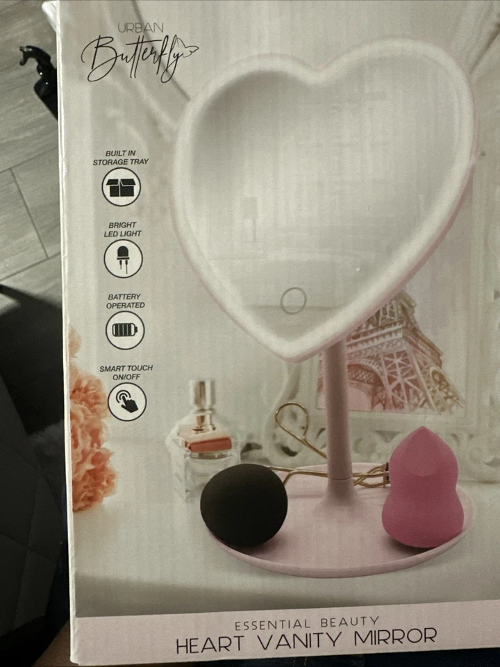 Urban Butterfly Heart Vanity White Mirror Essential Beauty New In Box - Image 2 of 3