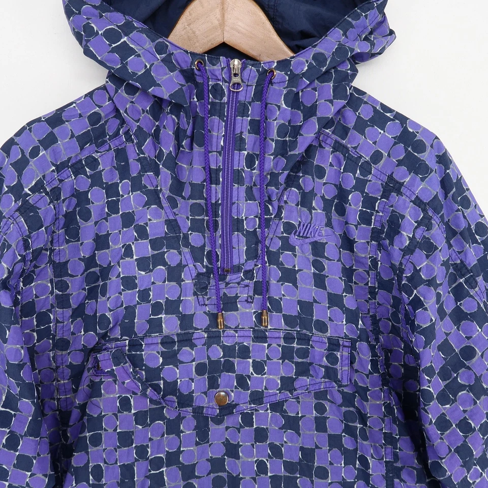 Chaqueta Nike Vintage Mujer Pequeña Púrpura Azul Marino Geométrica Con Capucha Pullover Años 90 Retro Foto 3 de 4