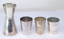 Bonzer ⅙ Gill Spirit Measure Cup Lot Silver Plated Barware Pub Cocktail Tool