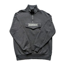 Napapijri Burgee 1/2 Zip Sweatshirt Mens Medium M Black Oversized NP0A4EIT VGC