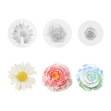 3X Candle Moulds Silicone Chrysant Roses Flowers Peony Silicone Moulds Casting ~