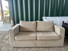 Beige Fabric 2-Seater Sofa with Seat Cushions and pull out bed
