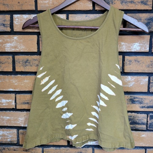 Camiseta sin mangas We The Free People oliva tie-dye blanqueador 100 % algodón talla S/P - Imagen 2 de 9
