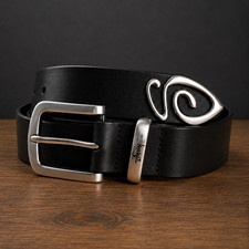 Fashion Unisex Stussy Silver Black Metal Buckle 110cm Streetwear Y2k Skate