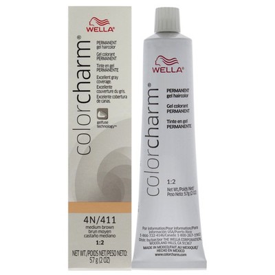 Color Charm Permanent Hair Color Gel-4N 411 Medium Brown by Wella for Unisex-2oz