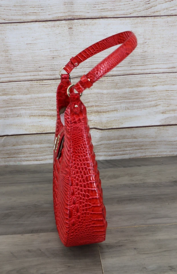 Brahmin Melbourne Fallon 皮革单肩包钱包 Sriracha 红色金色 — 第 3/4 张图片