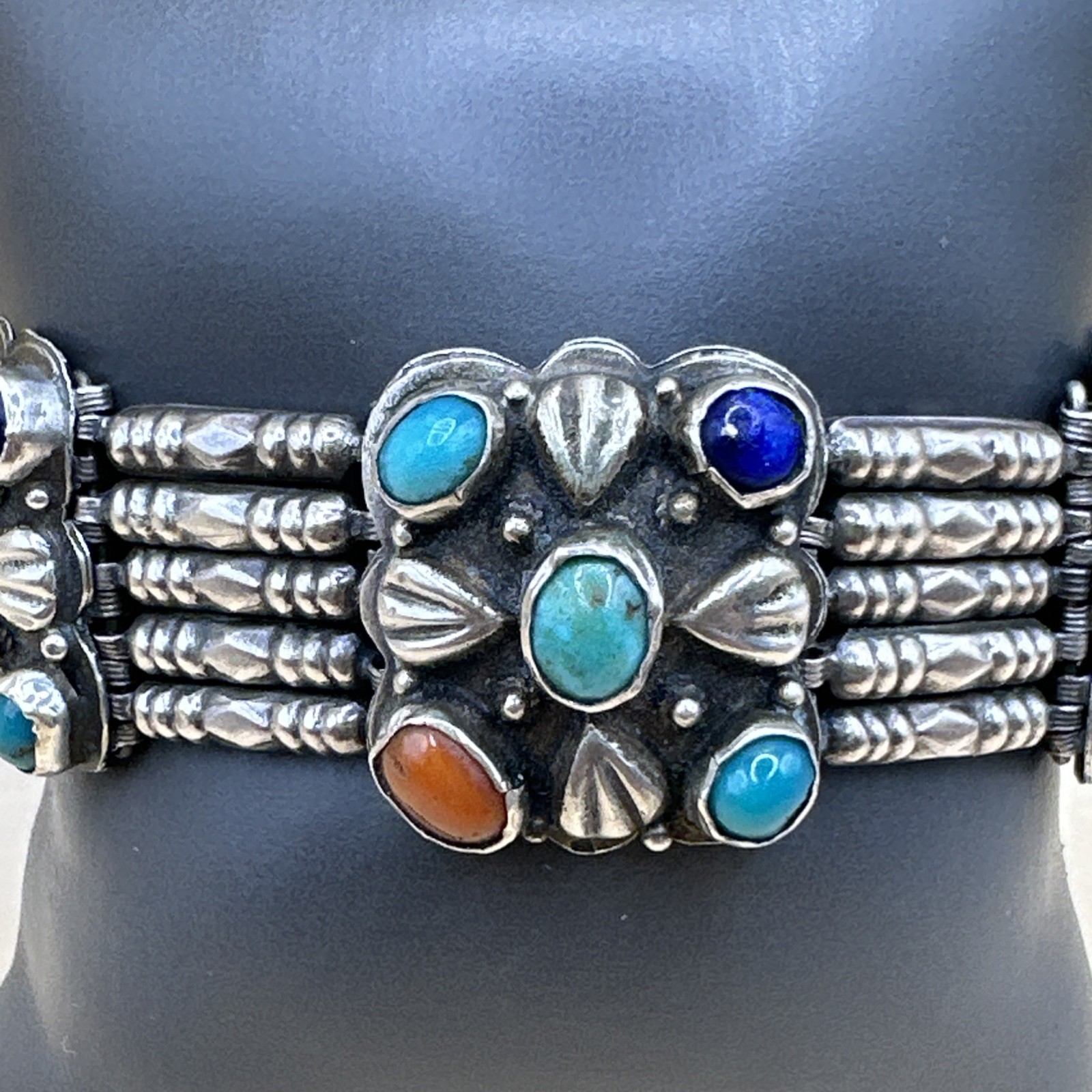 Assorted Gem Set Native American Design Sterling … - image 1