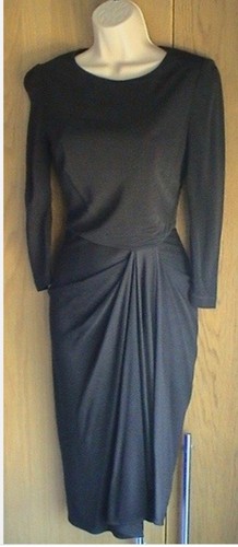 Karen Millen black jersey asymmetric draped crepe dress UK 10 US 6 £140 - Picture 4 of 8