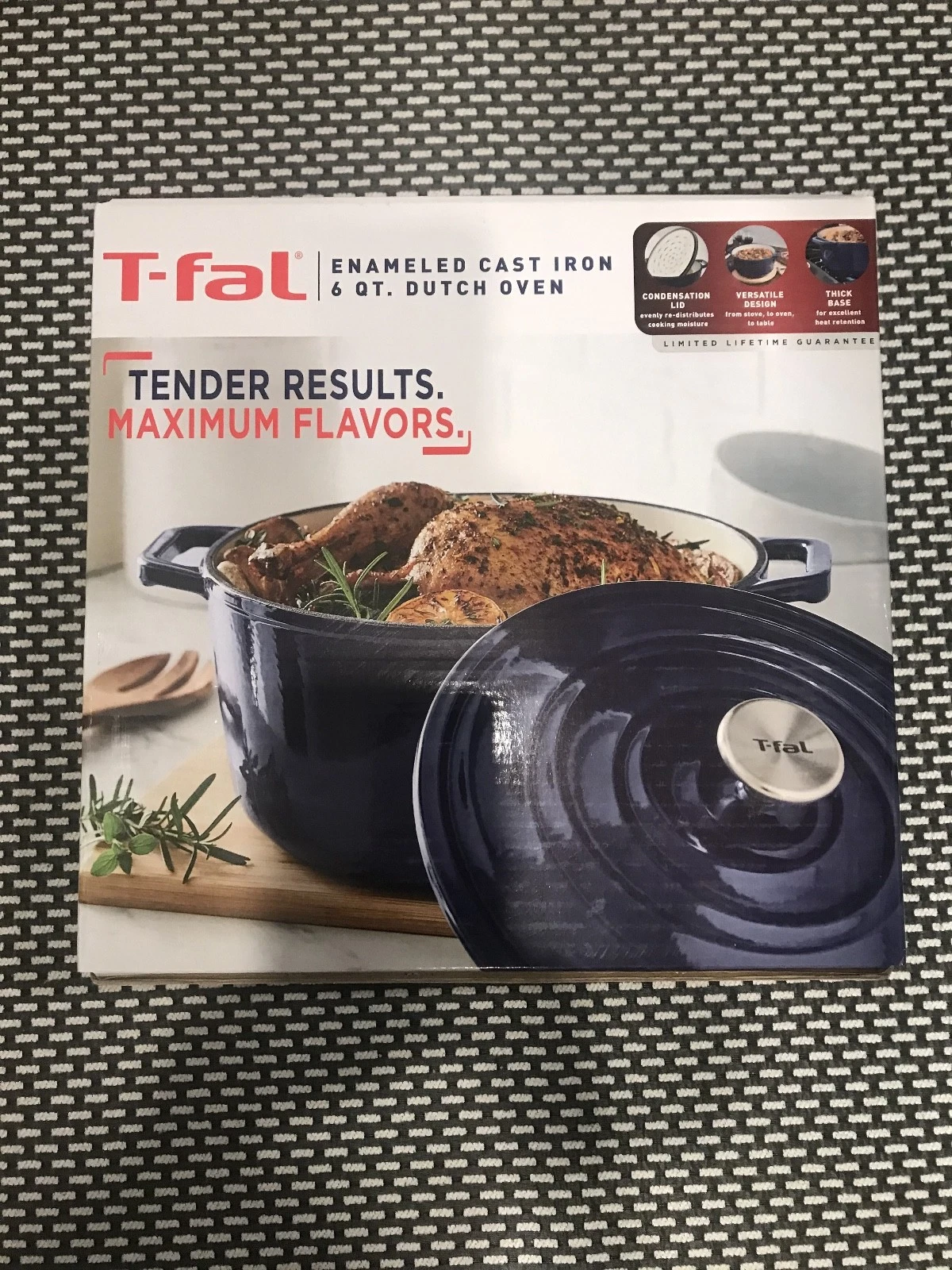 T-Fal Enameled Cast Iron 6 Quart Dutch Oven Pot - Blue
