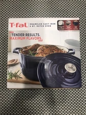 T-Fal Enameled Cast Iron 6 Qt. Dutch Oven Pot - Blue