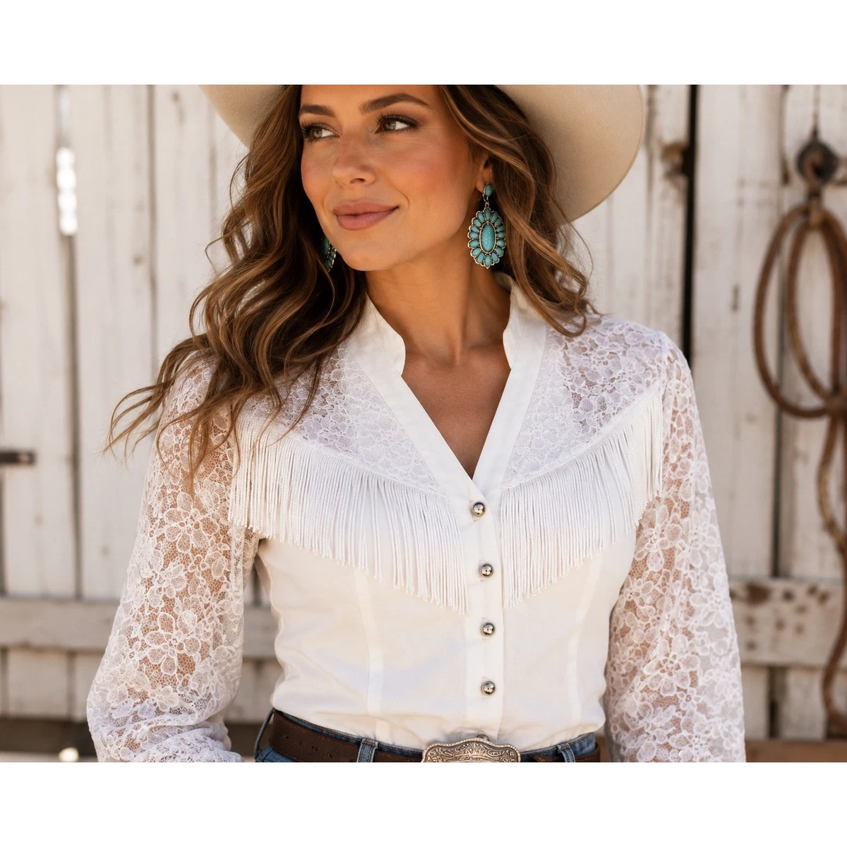Lace Western Vintage Tops for Women for sale | eBay