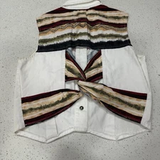 Banjo Dallas Texas Vintage Vest Size Small  Vest Fitted Cross Cross Cut Out b