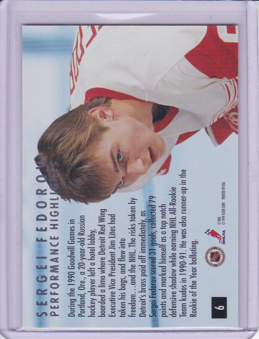 Sergei Fedorov 1994-95 Ultra Sergei Fedorov Highlights Hockey Card