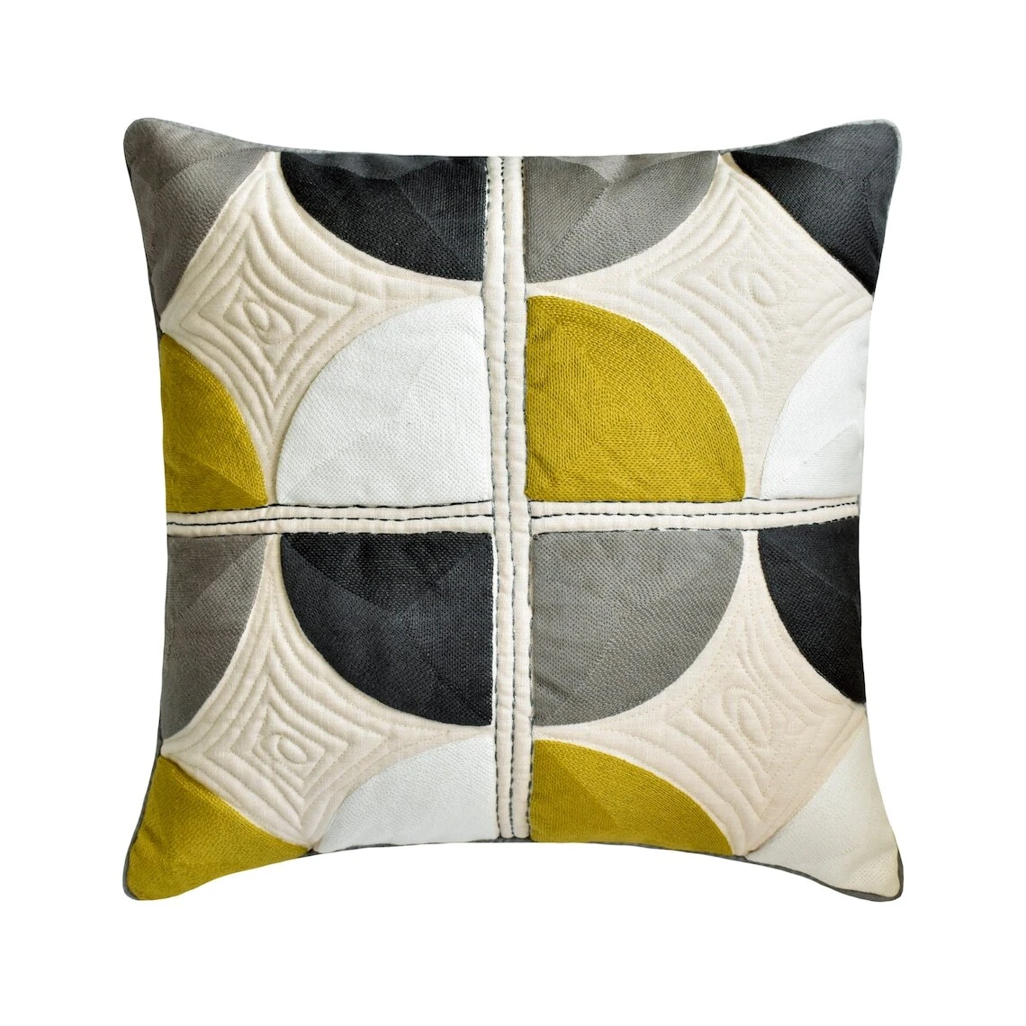 Square Decorative Pillow Cover Yellow 16"x16", Bed Decor Cotton - Spatial