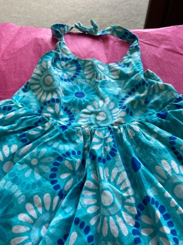 LITTLE GIRLS GYMBOREE 4T COTTON HALTER DRESS BLUE FLORAL - Picture 2 of 6