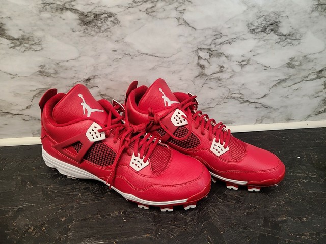 Nike Air Jordan IV Retro MCS Baseball Cleats 807709-601 Red White Black Men's 16 | eBay
