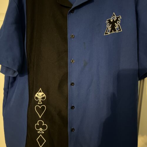 StarCraft 2 Jim Raynors Raiders Men XL Blue Poker Button Down Shirt Blizzard EUC - Picture 6 of 15