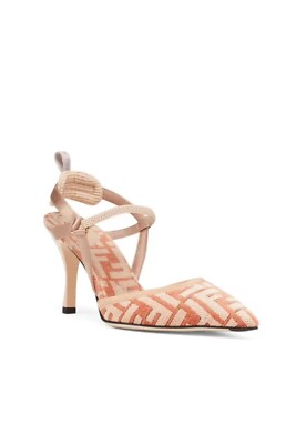 $995 Fendi Women s FF Jacquard Colibri Lite Slingback Pumps Size 37 /US 7