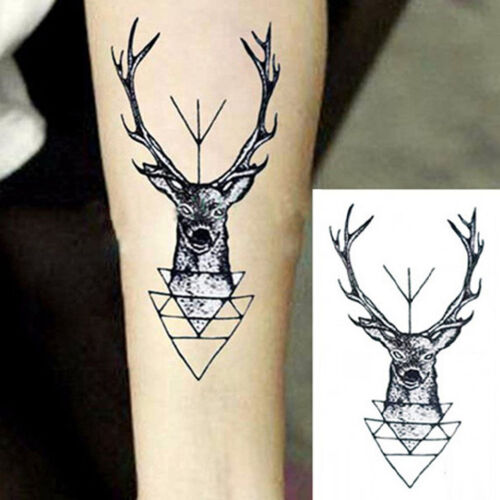 Waterproof Temporary Tattoo Sticker Elk Deer Head Tattoo Bucks Fake   | eBay