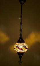 Turkish Moroccan Glass Mosaic Hanging Lamp Ceiling Light Chandeliers Free Bulb