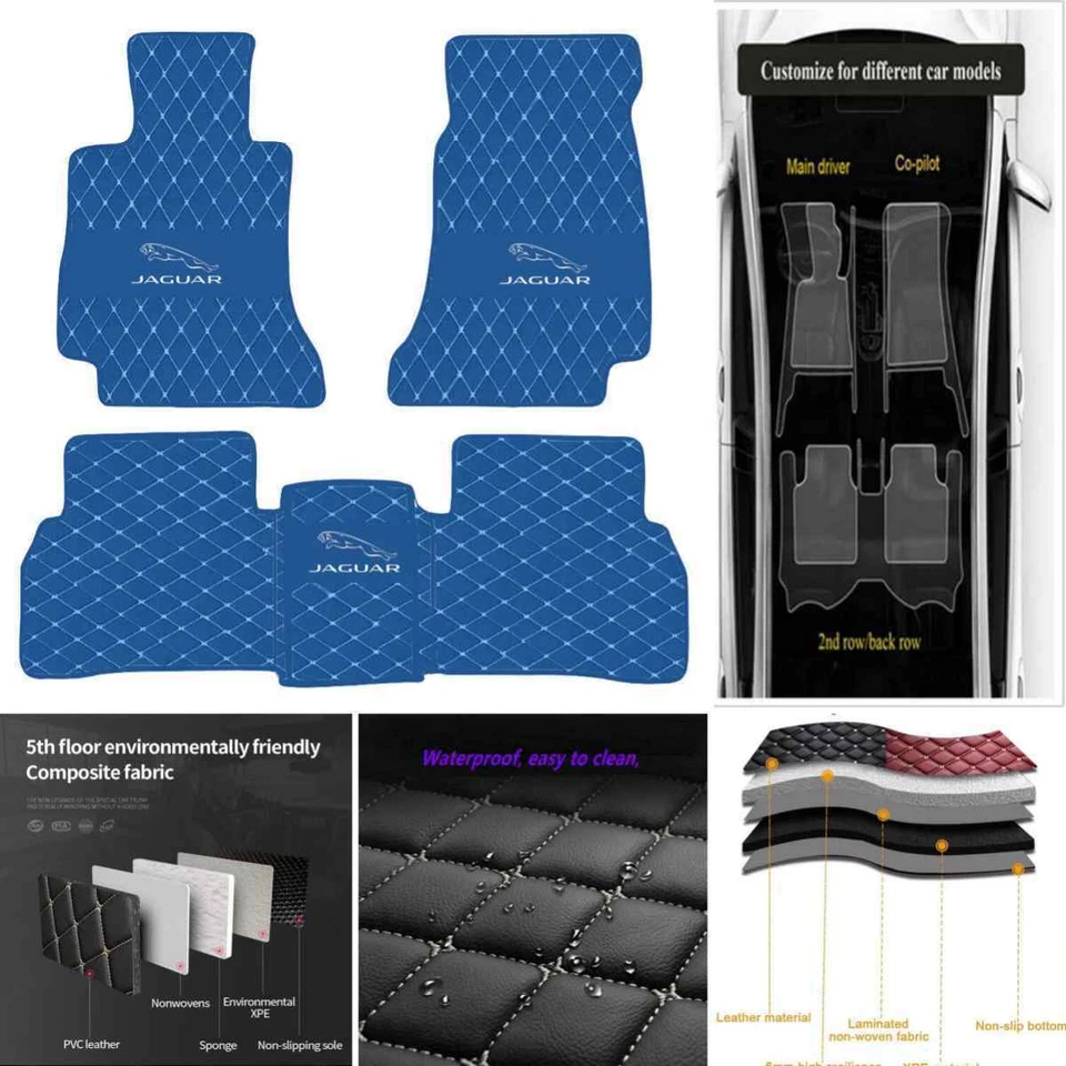 For Jaguar Car Floor Mats Waterproof Carpet Custom Liners All Weather Pu Leather - Image 3 of 4