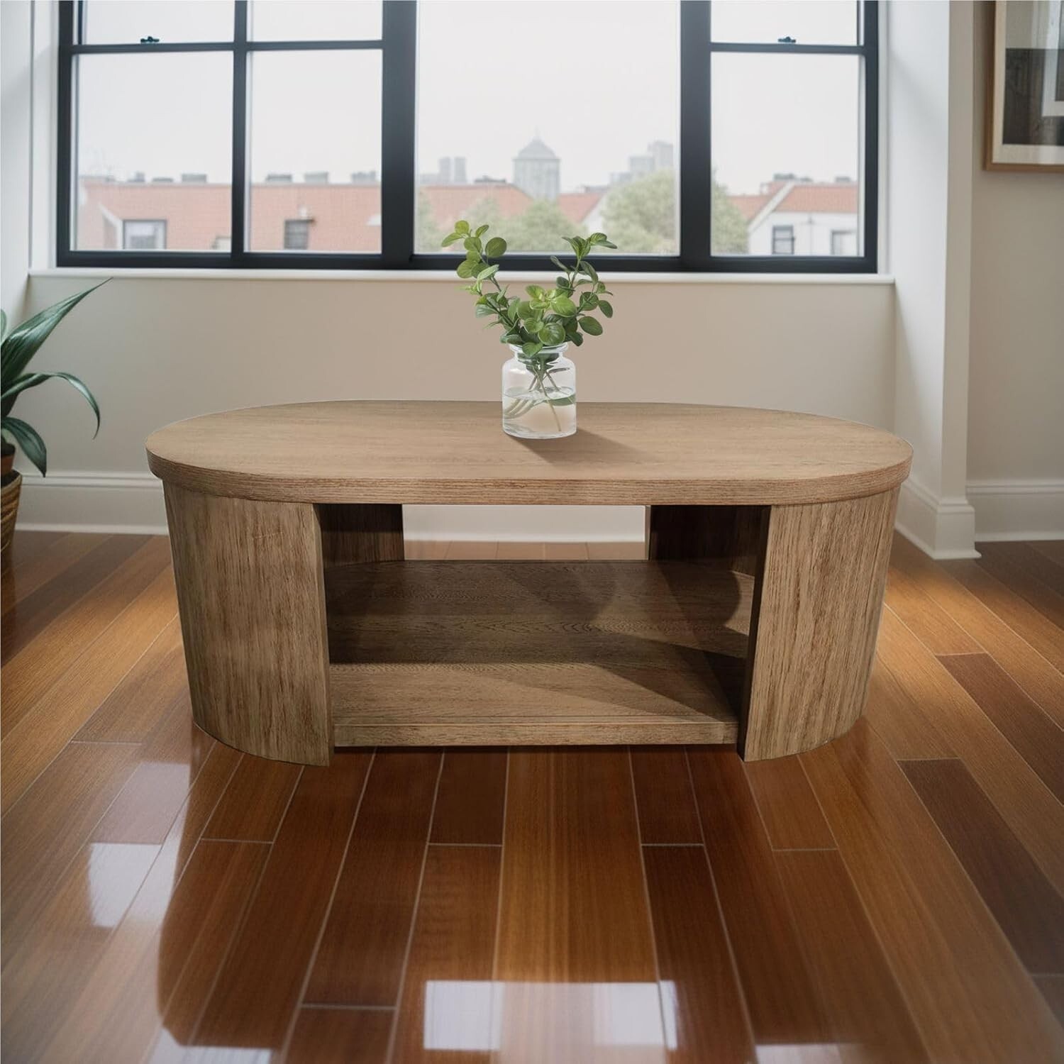 Coffee Table with Walnut MDF Top and Oak Accents - Ideal for Living Room-image