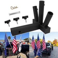 Upgrade Hitch Mount 3 Flag Pole Holder Heavy Duty Universal Flagpole Holder T...