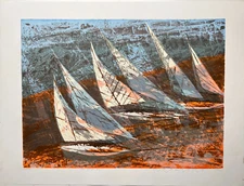 Howard Bradford Vintage Signed Serigraph Print Titled "20 Knots #2"  1980
