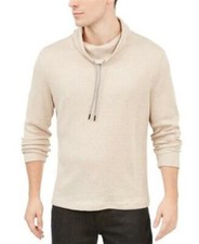 Alfani Mens Beige XL Long Sleeve Draw String Pullover Sweater Mock Neck Lightwei