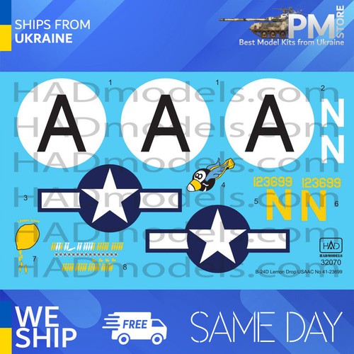 HAD models 32070 1/32 Decal for B-24D Lemon Drop Assembly ship ...