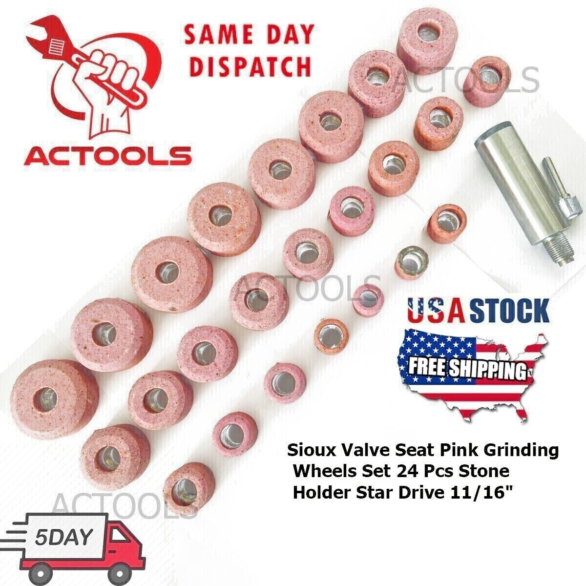 24 Pcs Sioux Valve Seat Grinding Wheels with 11 Pcs Pilots + 2x Holder