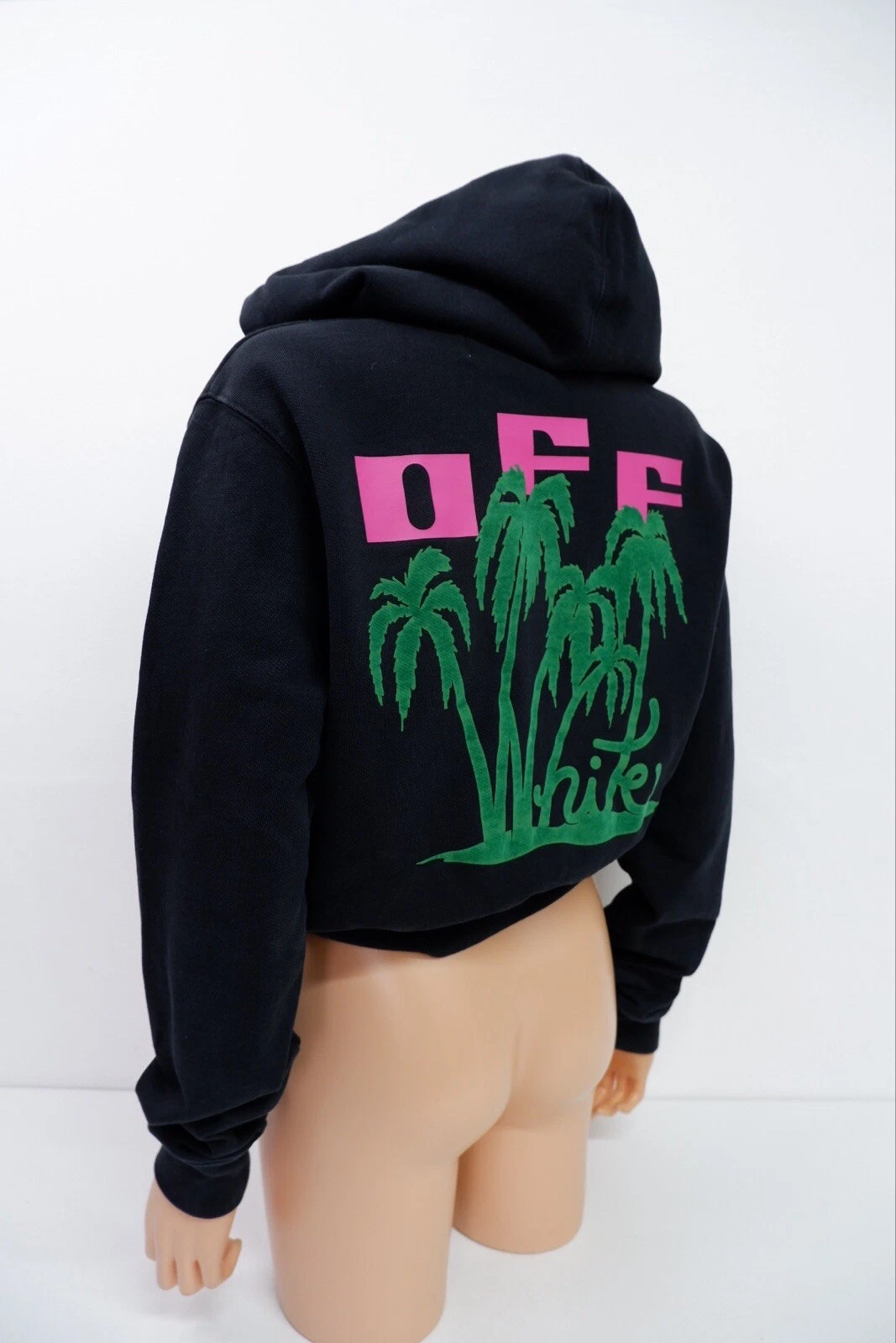 OFF WHITE Felpa con cappuccio da donna bianca Virgil Abloh taglia XXS 2XS nera maglione in perfette condizioni