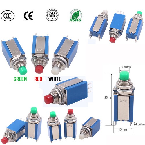 AN4-22 8mm Miniatur Druckschalter Drucktaster Tastend 2 Schließer 2 Öffner 6-Pin - Bild 1 von 15