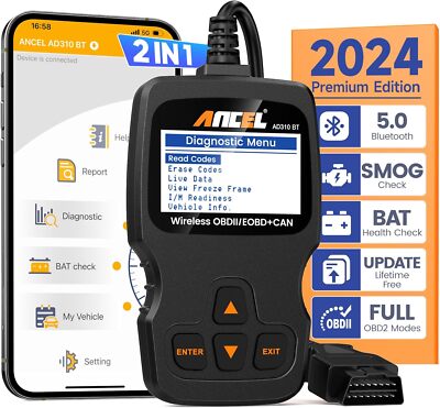 Ancel AD310 BT BLUETOOTH Tool OBD2 Scanner Code Reader Battery Test iOS Android