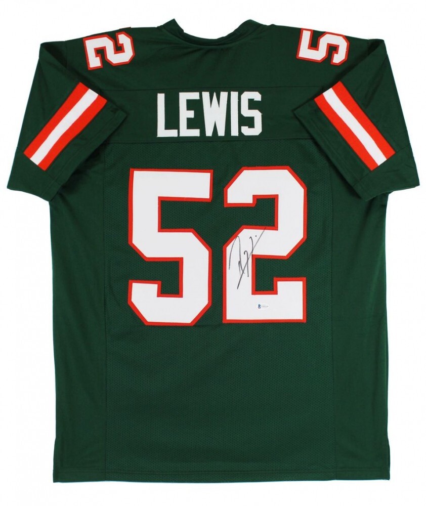 Ray Lewis Signed Miami Hurricanes Green Jersey (Beckett) 13xPro