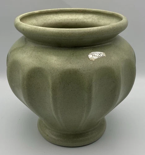 Haeger Pottery Florists Telegraph Delivery Green Ribbed Planter Vase 8"